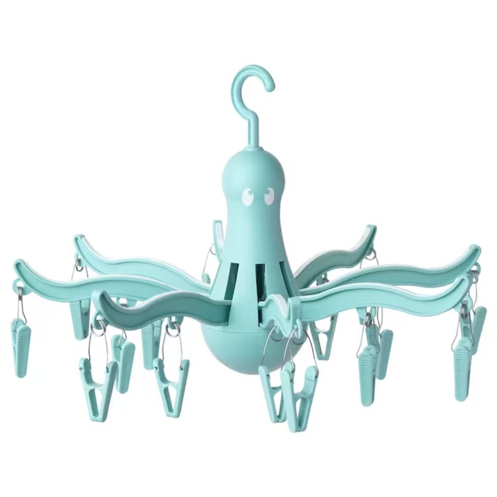 Hanging Dryer with 16 Clothes Clips - Blue